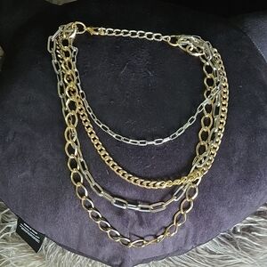 Gold and Silver 4 Chain Necklace